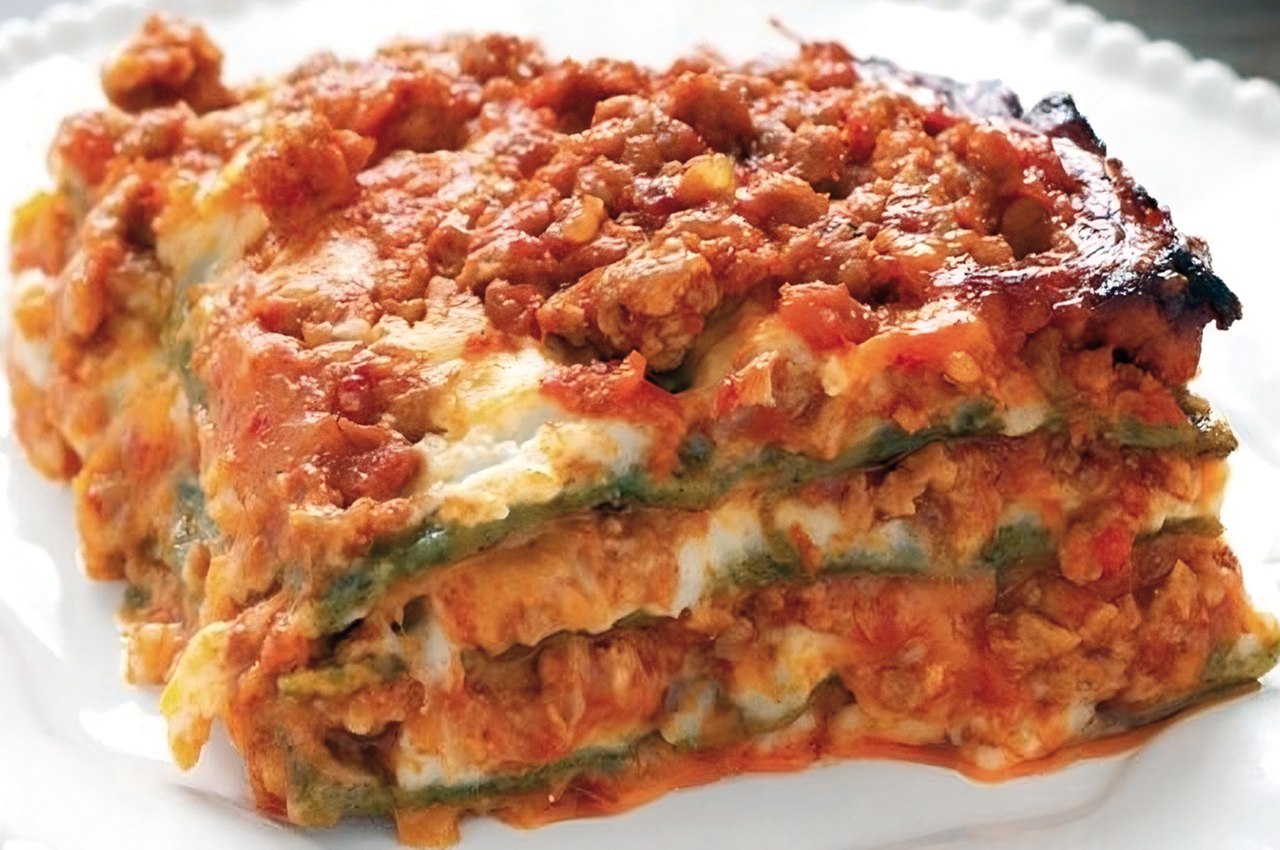 Handmade lasagna prepared fresh daily at LA LA LASAGNA food truck